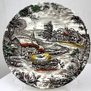 Yorkshire Staffordshire England Ironstone Salad Plate Genuine Hand Engraved 4405